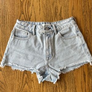PACSUN light wash denim high rise festival shorts